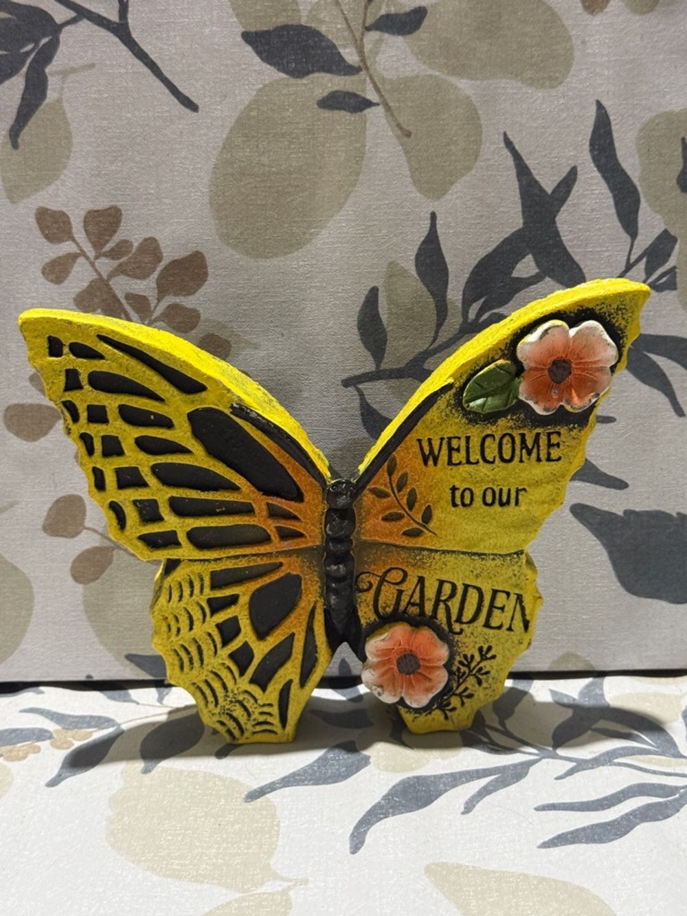 Yellow Butterfly 'Welcome to Our Garden figurine